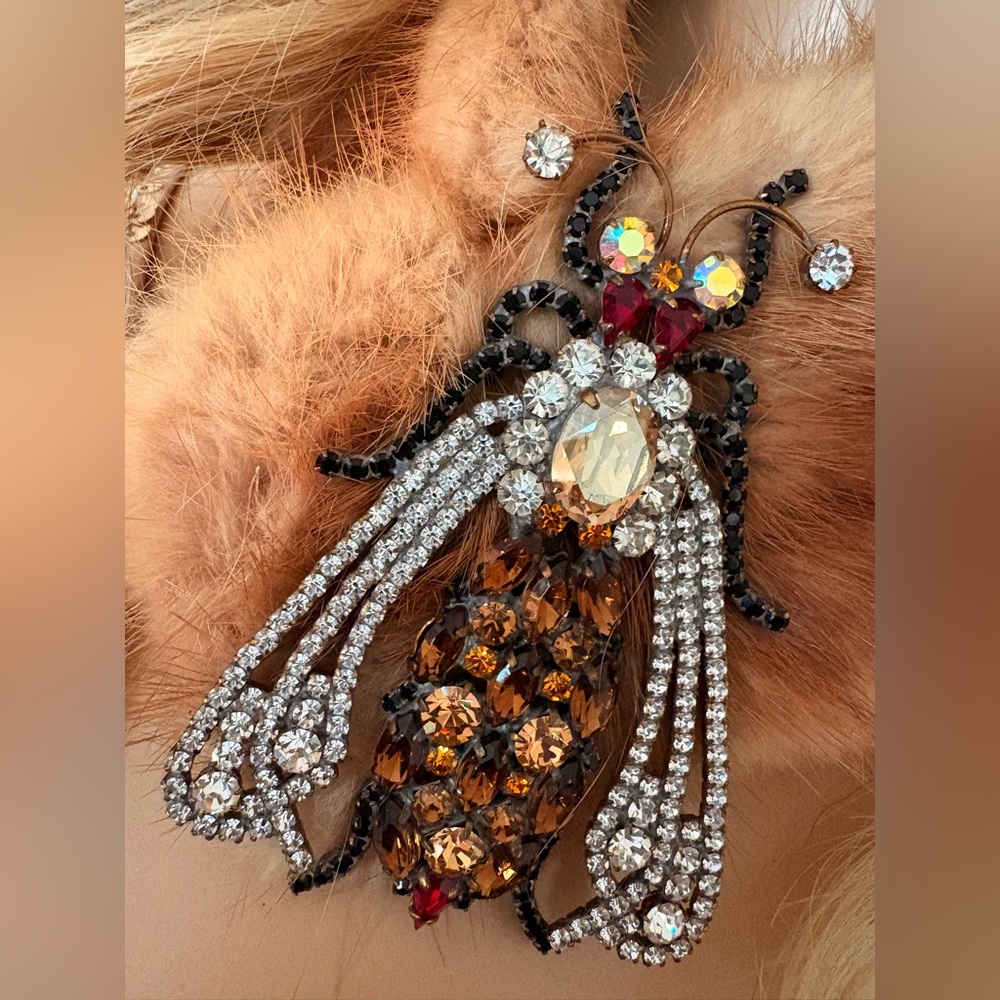 Elegant Vintage Crystal Insect Brooch
